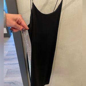 Alice & Olivia Black dress with silver gems down side